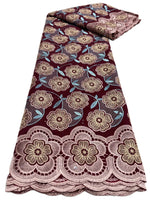 Floral Appliqué Voile Lace Fabric, 5 Yards - Free Delivery Worldwide only at Flexi Africa