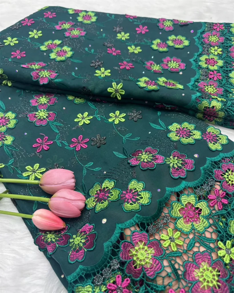 Floral Appliqué Voile Lace Fabric, 5 Yards - Free Delivery Worldwide only at Flexi Africa