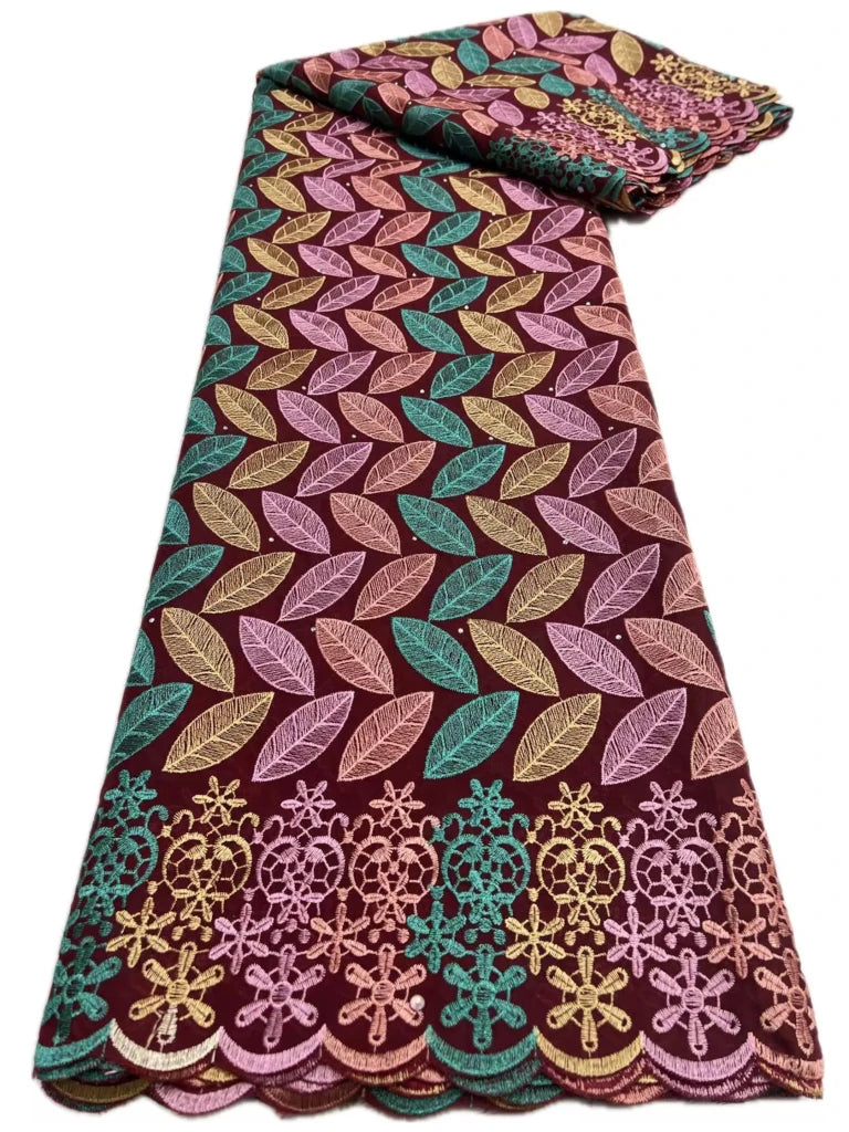 Floral Appliqué Voile Lace Fabric, 5 Yards - Free Delivery Worldwide only at Flexi Africa