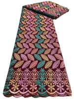 Floral Appliqué Voile Lace Fabric, 5 Yards - Free Delivery Worldwide only at Flexi Africa