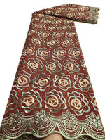 Floral Appliqué Voile Lace Fabric, 5 Yards - Free Delivery Worldwide only at Flexi Africa