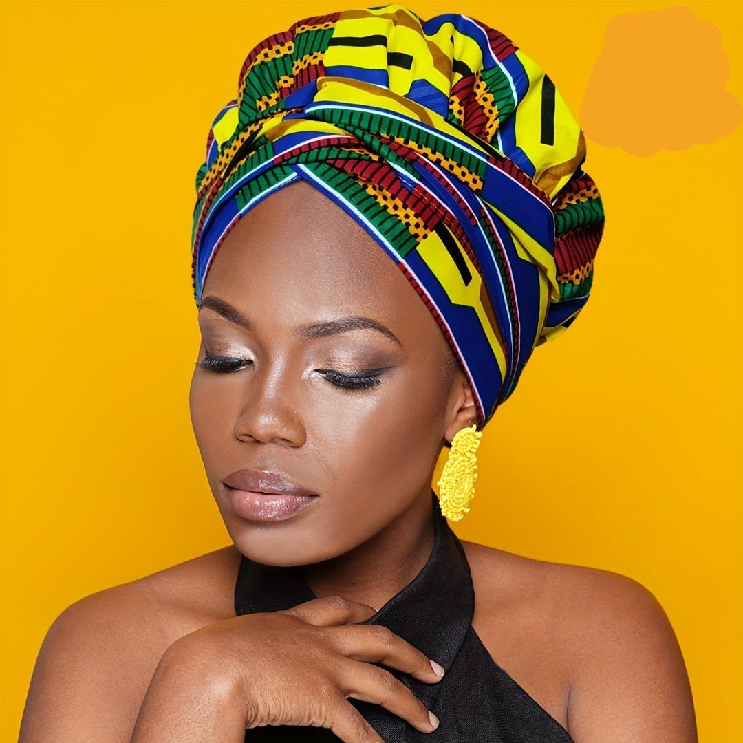 Floral Print Kent Style Head Wrap with Luxurious Satin Lining - Turban Beanie Cap - Flexi Africa - Free Delivery Worldwide only at www.flexiafrica.com