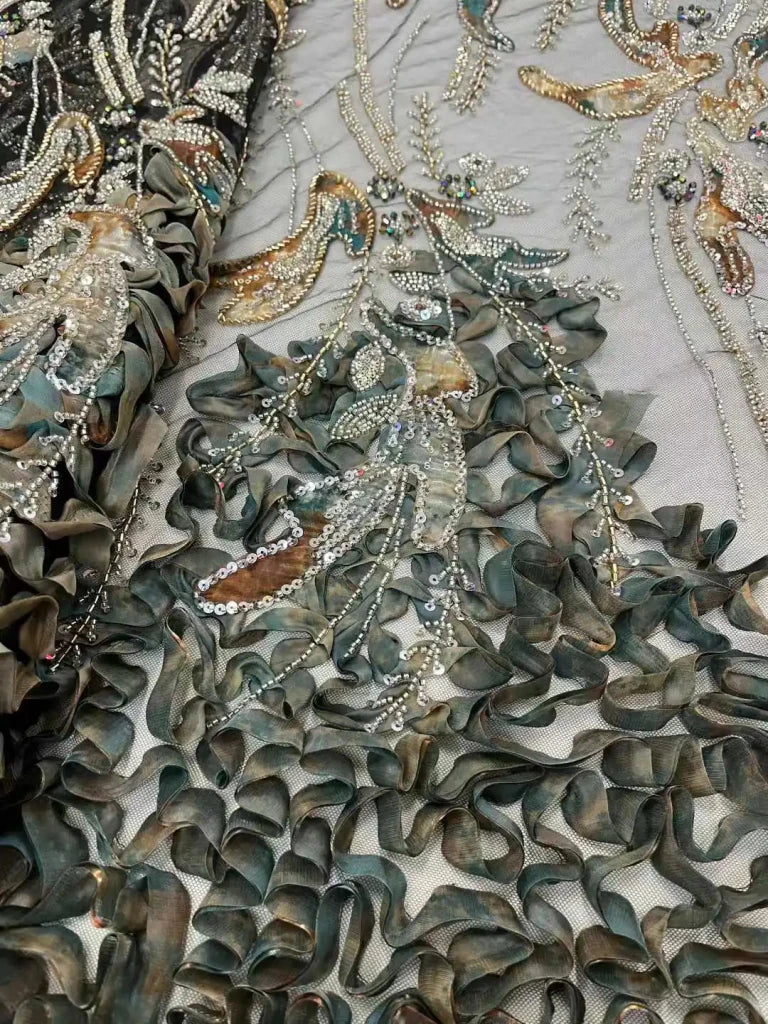 Flower Fabric Nigerian African Fabric for Couture Sewing – Wedding, Evening & Prom Dress - Free Delivery Worldwide only at Flexi Africa