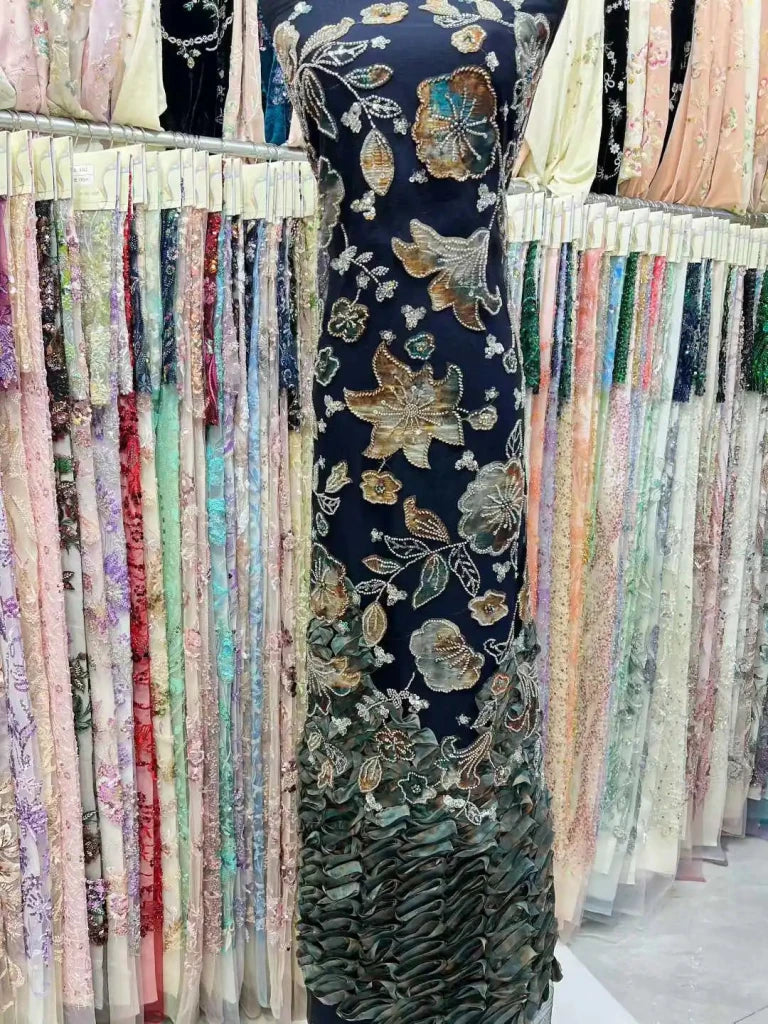 Flower Fabric Nigerian African Fabric for Couture Sewing – Wedding, Evening & Prom Dress - Free Delivery Worldwide only at Flexi Africa