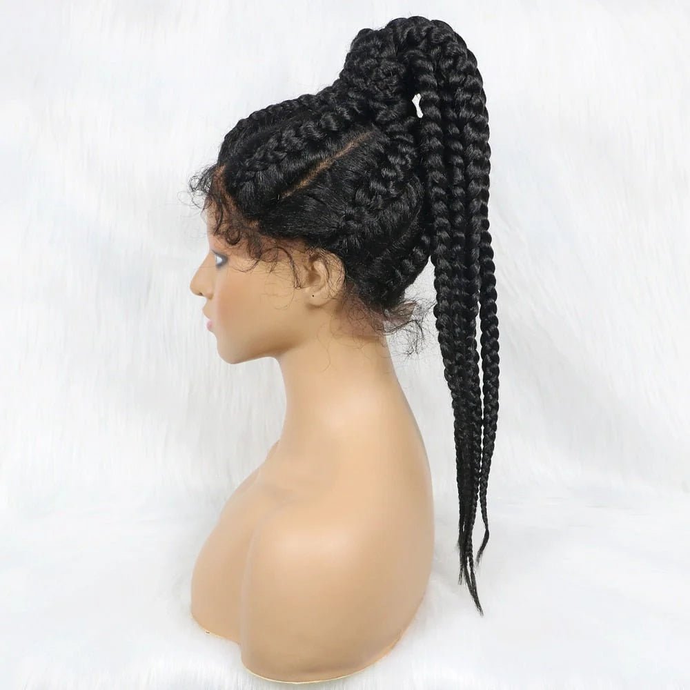 Get the Perfect Braided Look Lace Front Wig - Complete with Baby Hair and Ponytail Option - Flexi Africa - Free Delivery Worldwide only at www.flexiafrica.com