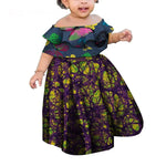 Girls African Kanga Off - Shoulder Dress – Summer Floral Dashiki Style - Free Delivery Worldwide only at Flexi Africa