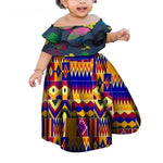 Girls African Kanga Off - Shoulder Dress – Summer Floral Dashiki Style - Free Delivery Worldwide only at Flexi Africa