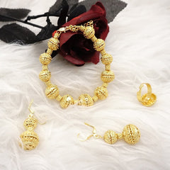 Gold Necklace Set for Women: Ideal for Nigerian African Weddings Complete with Earrings Rings - Flexi Africa