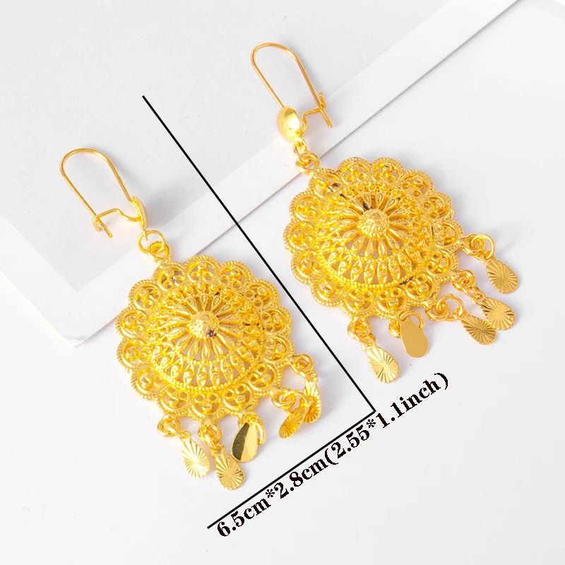 Gold - Tone Earrings for Women & Girls – Middle Eastern, Arabic, and African Ethnic Ornament - Free Delivery Worldwide only at Flexi Africa