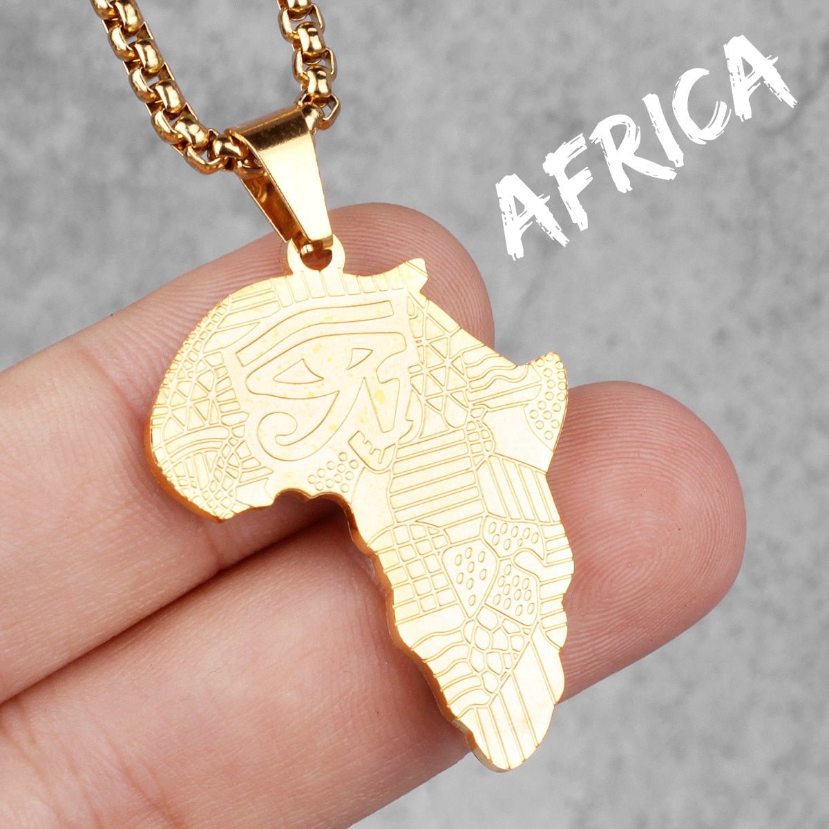 Golden Safari: Bold Africa Map Necklace for Men Stainless Steel Pendant Chain - Flexi Africa - Free Delivery Worldwide