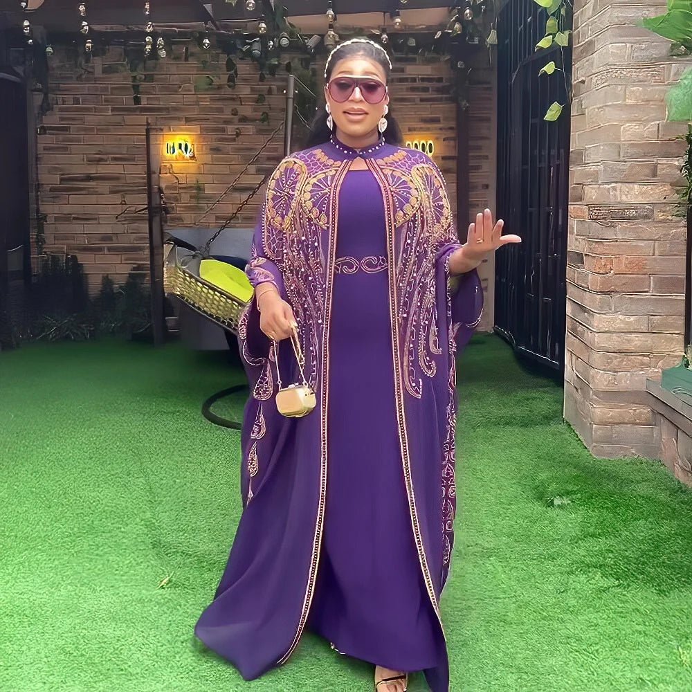 Gorgeous Turkey Dresses for Women Luxury Rhinestone African Dresses Woman Elegant Two-Piece Church Clothes for Woman - Free Delivery Worldwide only at Flexi Africa
