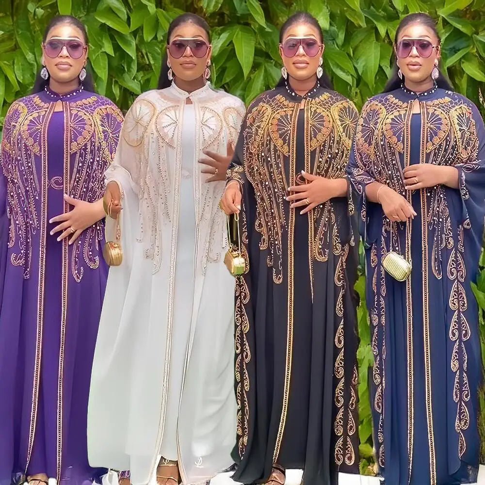 Gorgeous Turkey Dresses for Women Luxury Rhinestone African Dresses Woman Elegant Two-Piece Church Clothes for Woman - Free Delivery Worldwide only at Flexi Africa
