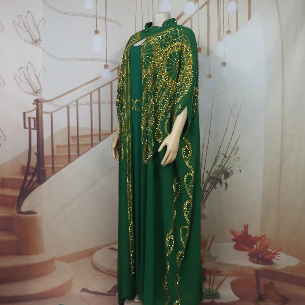 Gorgeous Turkey Dresses for Women Luxury Rhinestone African Dresses Woman Elegant Two-Piece Church Clothes for Woman - Free Delivery Worldwide only at Flexi Africa