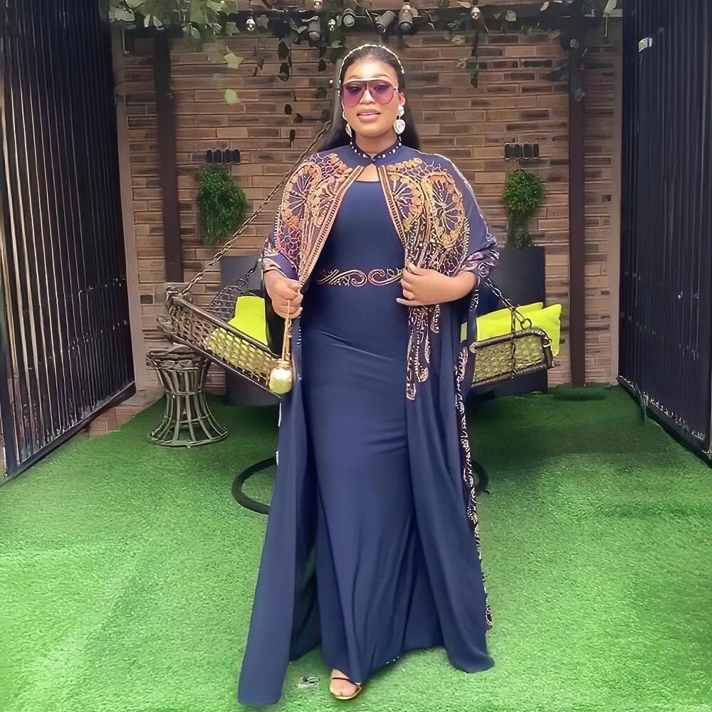 Gorgeous Turkey Dresses for Women Luxury Rhinestone African Dresses Woman Elegant Two-Piece Church Clothes for Woman - Free Delivery Worldwide only at Flexi Africa