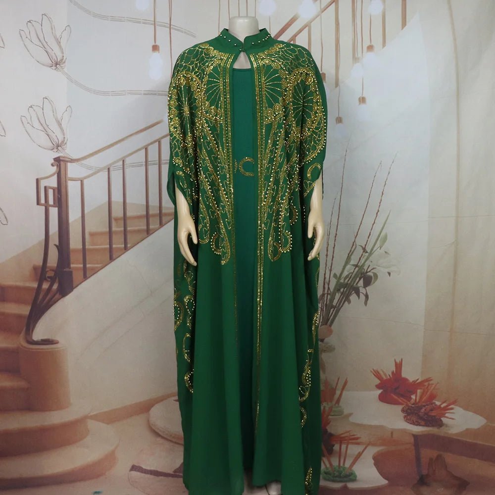 Gorgeous Turkey Dresses for Women Luxury Rhinestone African Dresses Woman Elegant Two-Piece Church Clothes for Woman - Free Delivery Worldwide only at Flexi Africa