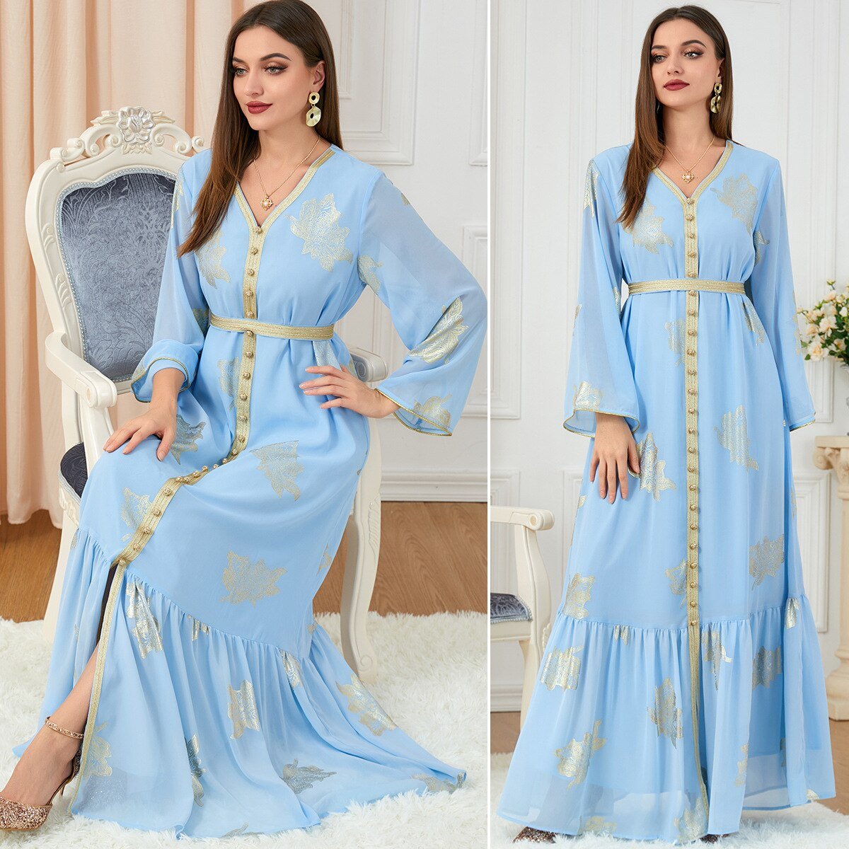 Graceful and Modest: Women's Chiffon Abayas for Ramadan, Kaftan, and Islamic Events - Flexi Africa - Free Delivery Worldwide
