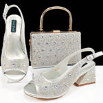 Green Rhinestone African Shoes and Matching Bag Set – Open Toe Comfortable Women’s Heels for Weddings & Parties - Free Delivery Worldwide only at Flexi Africa