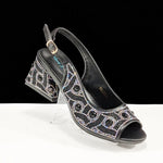 Green Rhinestone African Shoes and Matching Bag Set – Open Toe Comfortable Women’s Heels for Weddings & Parties - Free Delivery Worldwide only at Flexi Africa