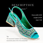 Green Rhinestone African Shoes and Matching Bag Set – Open Toe Comfortable Women’s Heels for Weddings & Parties - Free Delivery Worldwide only at Flexi Africa