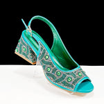 Green Rhinestone African Shoes and Matching Bag Set – Open Toe Comfortable Women’s Heels for Weddings & Parties - Free Delivery Worldwide only at Flexi Africa