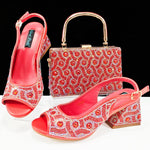 Green Rhinestone African Shoes and Matching Bag Set – Open Toe Comfortable Women’s Heels for Weddings & Parties - Free Delivery Worldwide only at Flexi Africa