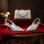 Green Rhinestone Women’s Shoes and Bag Set – Luxury Nigerian Wedding Party Heels with Matching Handbag - Free Delivery