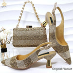 Green Rhinestone Women’s Shoes and Bag Set – Luxury Nigerian Wedding Party Heels with Matching Handbag - Free Delivery