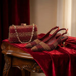 Green Rhinestone Women’s Shoes and Bag Set – Luxury Nigerian Wedding Party Heels with Matching Handbag - Free Delivery