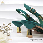 Green Rhinestone Women’s Shoes and Bag Set – Luxury Nigerian Wedding Party Heels with Matching Handbag - Free Delivery
