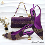 Green Rhinestone Women’s Shoes and Bag Set – Luxury Nigerian Wedding Party Heels with Matching Handbag - Free Delivery