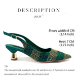 Green Rhinestone Women’s Shoes and Bag Set – Luxury Nigerian Wedding Party Heels with Matching Handbag - Free Delivery