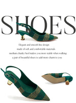 Green Rhinestone Women’s Shoes and Bag Set – Luxury Nigerian Wedding Party Heels with Matching Handbag - Free Delivery