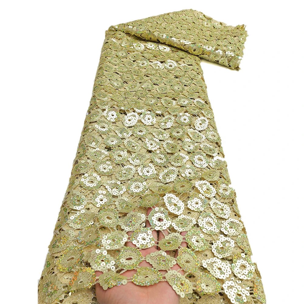 Guipure Sequin Lace Fabric, 5 Yards - Free Delivery Worldwide only at Flexi Africa