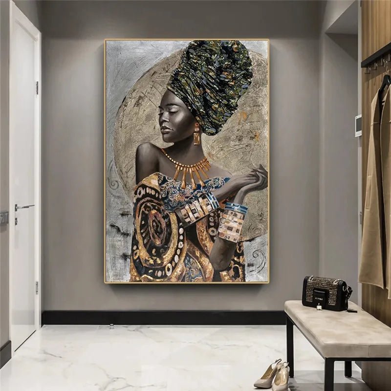 Hand Painted Canvas: African Black Woman Portrait - Unique DIY Art for Home Decor - Flexi Africa - www.flexiafrica.com