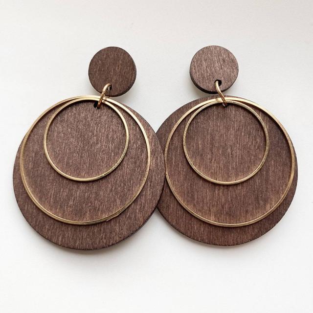 Handmade Zinc Alloy Geometric Wood Earrings - Trendy African Jewelry for Women - Flexi Africa offers Free Delivery Worldwide