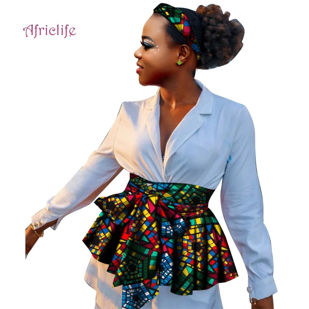 High Waist Wrap Skirts for Women: Stylish Asymmetrical Short Skirts with Waist Jewelry - Flexi Africa - Flexi Africa offers Free Delivery Worldwide - Vibrant African traditional clothing showcasing bold prints and intricate designs