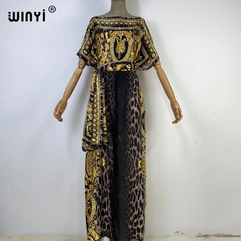 Holiday Party Chic: Elegant Oversized Kaftan with African Print - Fashionable Dress for Women/Ladies - Free Delivery