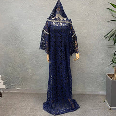 Houseofsd 2024 New Fashion African Style Lace Maxi Dress Traditional Muslim Abaya With Inner & Scarf For Ladies - Free Delivery Worldwide only at Flexi Africa