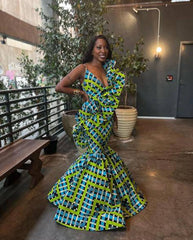 Exquisite African Mermaid Dresses: Ankara Maxi Gowns Perfect for Proms and Theme Birthday Celebrations - Flexi Africa - Flexi Africa offers Free Delivery Worldwide - Vibrant African traditional clothing showcasing bold prints and intricate designs