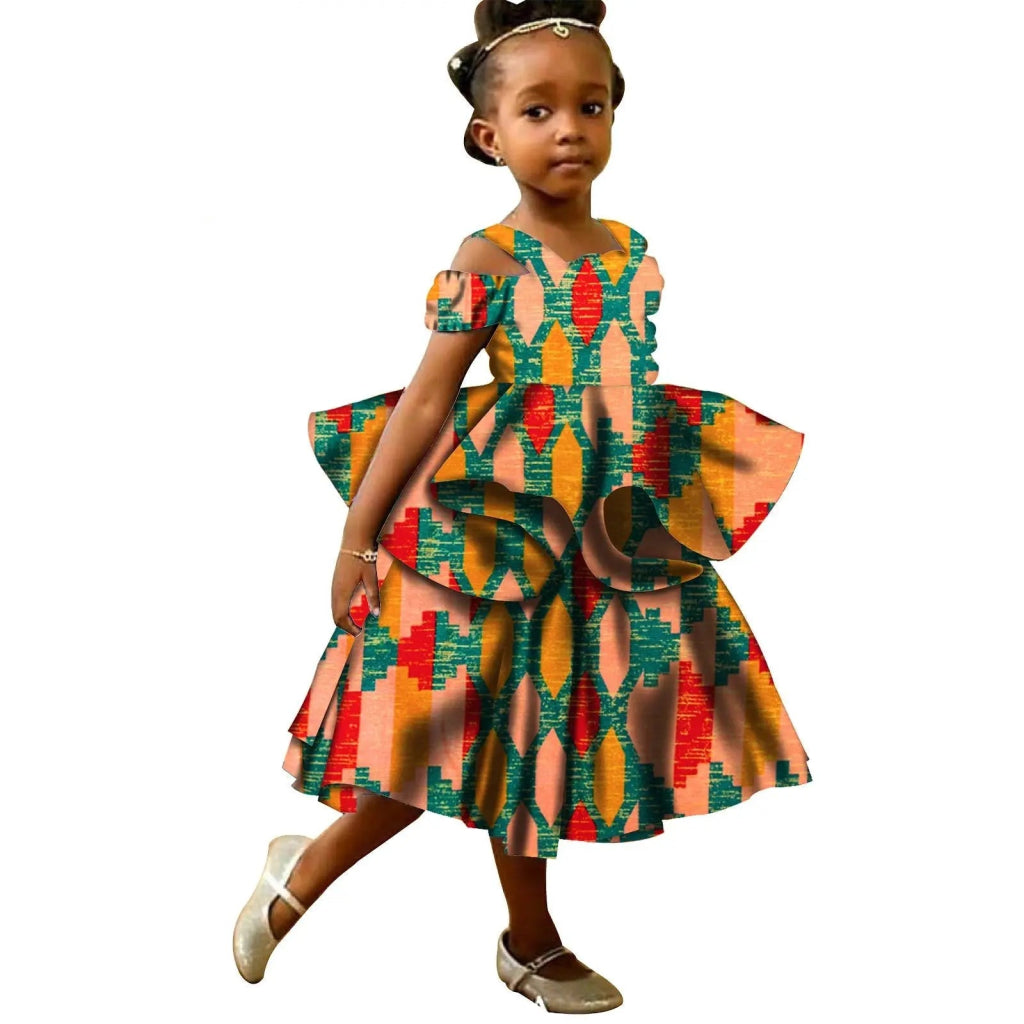 Kids African Print Princess Dress – Sleeveless Ankara Casual Mini Dress for Girls - Free Delivery Worldwide only at Flexi Africa