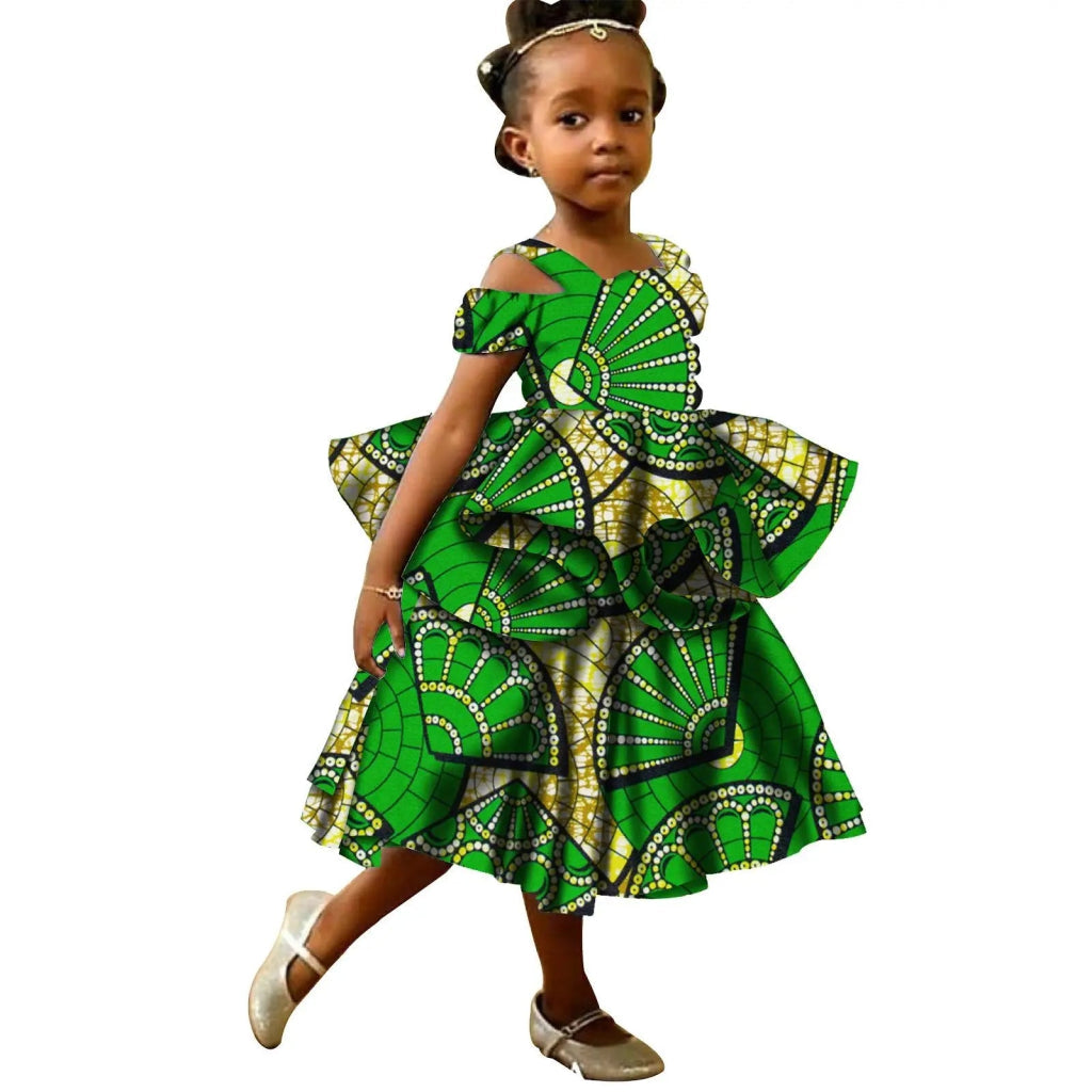 Kids African Print Princess Dress Sleeveless Ankara Casual 782 / S Kids African Print Princess Dress Sleeveless Ankara Casual 782 / S