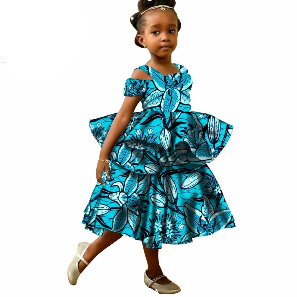 Kids African Print Princess Dress – Sleeveless Ankara Casual Mini Dress for Girls - Free Delivery Worldwide only at Flexi Africa