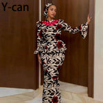 Luxury African Ankara Mermaid Skirt Set with Horn Sleeve Top & Matching Headscarf - Free Delivery Worldwide only at Flexi Africa