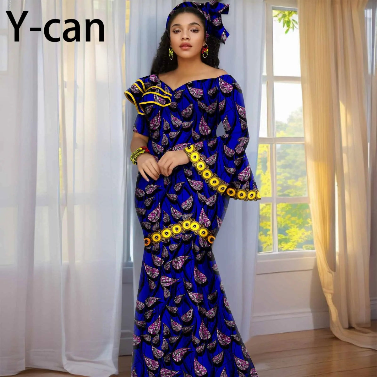 Luxury African Ankara Print Dress – Elegant Slim Fit Gown for Women’s Birthday, Wedding, and Party Events
