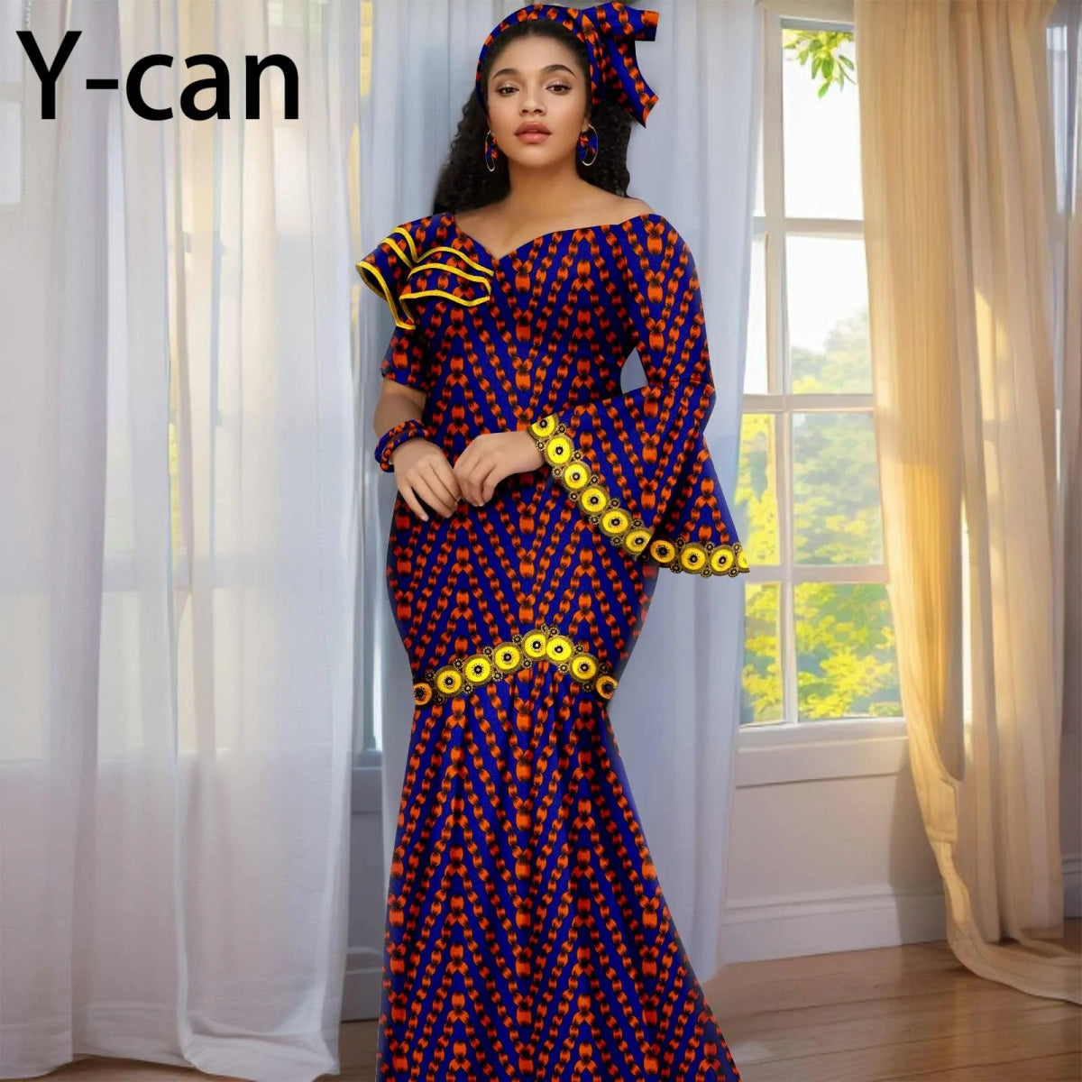 Luxury African Ankara Print Dress – Elegant Slim Fit Gown for Women’s Birthday, Wedding, and Party Events