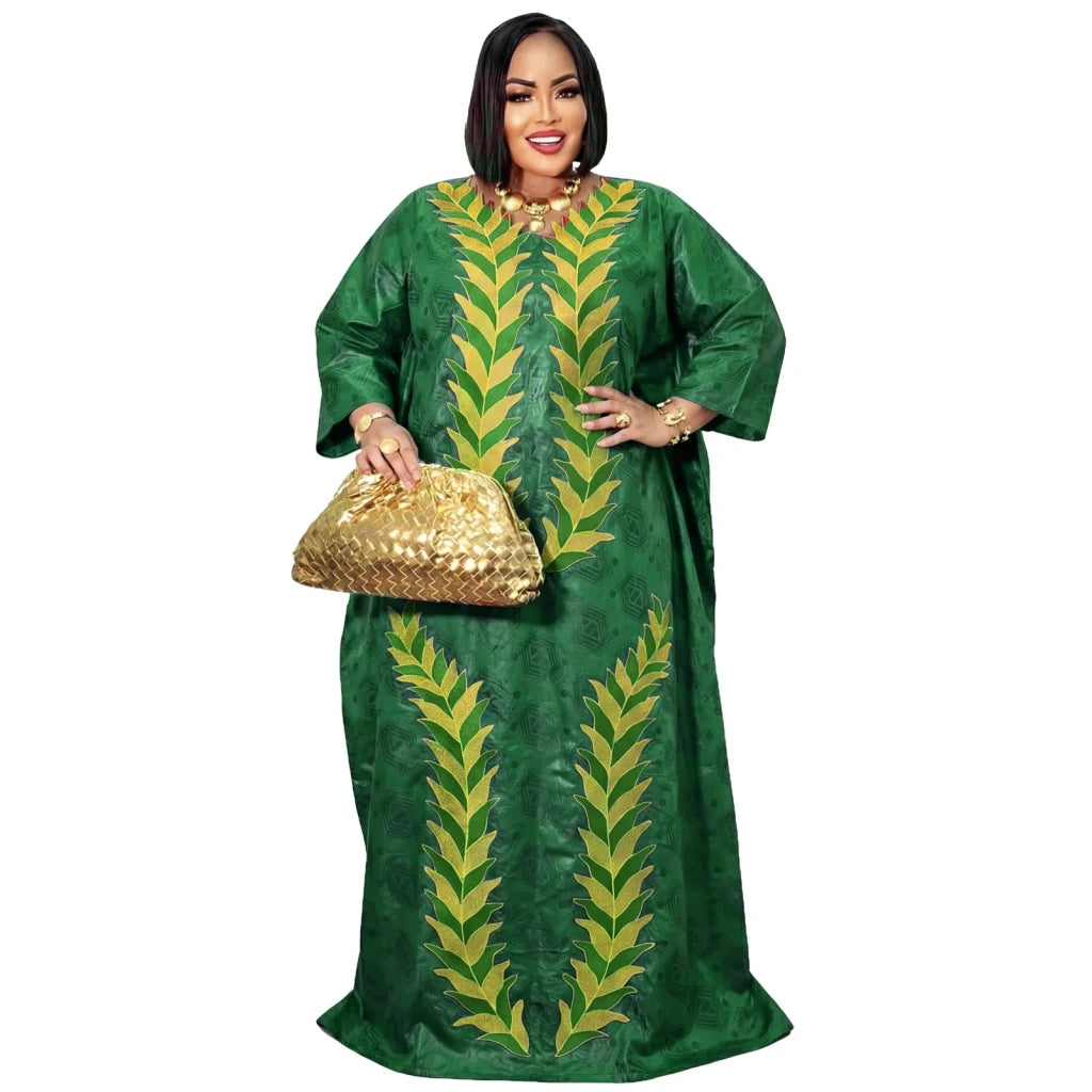 Luxury African Boubou Dress for Women – Rich Embroidery Design with Premium Fabric Elegance