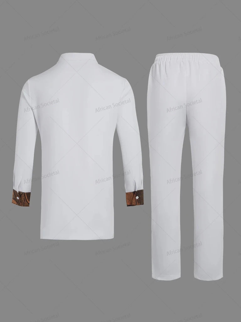 Luxury African Dashiki 2PC Set for Men – Elegant Traditional Shirt & Pants Native Ethnic Outfit - Free Delivery Worldwide only at Flexi Africa