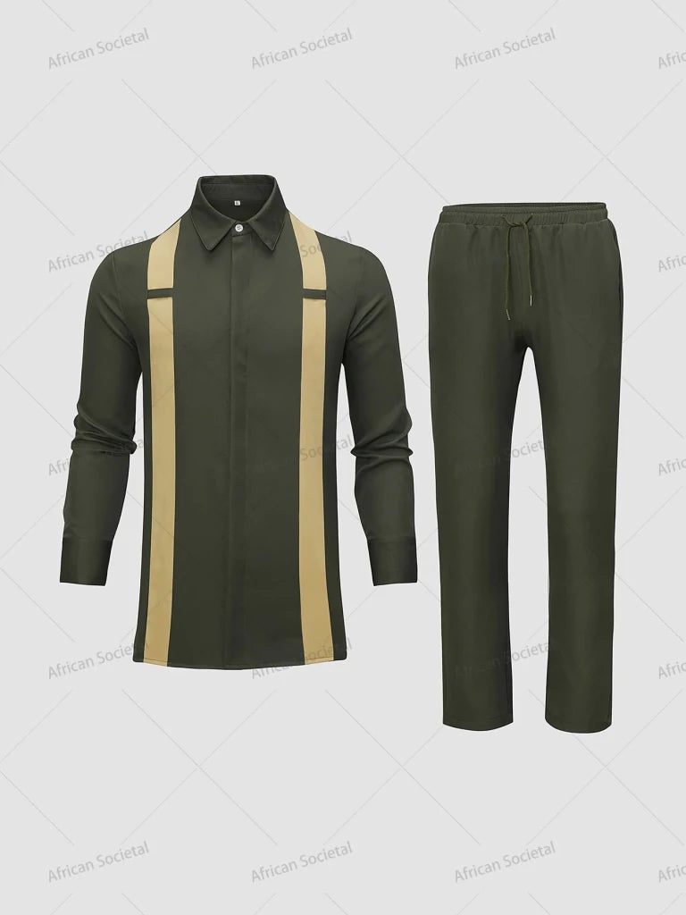 Luxury African Dashiki 2PC Set for Men – Elegant Traditional Shirt & Pants Native Ethnic Outfit - Free Delivery Worldwide only at Flexi Africa