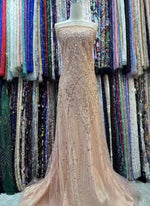 Luxury African Heavy Beaded Lace Fabric – Nigerian Embroidered Sequin Lace for Groom Wedding & Party Dresses, 5 Yards - Free Delivery Worldwide only at Flexi Africa