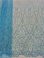 Luxury African Heavy Beaded Lace Fabric – Nigerian Embroidered Sequin Lace for Groom Wedding & Party Dresses, 5 Yards - Free Delivery Worldwide only at Flexi Africa